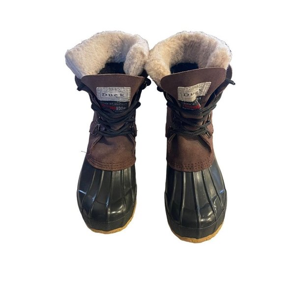 Genuine Duck Boots TM Wool Blend Insulated Mens Size 6 Brown Green Rain - Picture 3 of 10